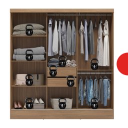 Guarda Roupa Casal 3 Portas 2 Gavetas Plata  - 5