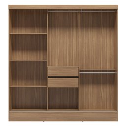 Guarda Roupa Casal 3 Portas 2 Gavetas Plata  - 3