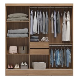 Guarda Roupa Casal 3 Portas 2 Gavetas Plata  - 2
