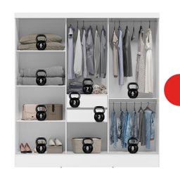 Guarda Roupa Casal 3 Portas 2 Gavetas Plata  - 5