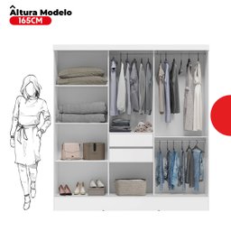 Guarda Roupa Casal 3 Portas 2 Gavetas Plata  - 4