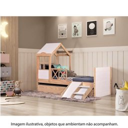 Bicama Solteiro Infantil Garden com Telhado Plus e Kit Escadinha Casatema - 10