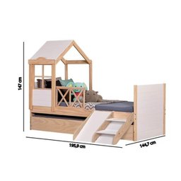 Bicama Solteiro Infantil Garden com Telhado Plus e Kit Escadinha Casatema - 9