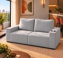 Ver imagem 1 de Sofá Modular 3 Lugares com Porta Copos 100% Espuma Balaqui Cor:Cinza Claro