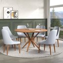 Ver imagem 1 de Conjunto Mesa Redonda 1,30m Madeira Maciça com 6 Cadeiras Madeira Maciça Concha Anatômica Kelly Cinz