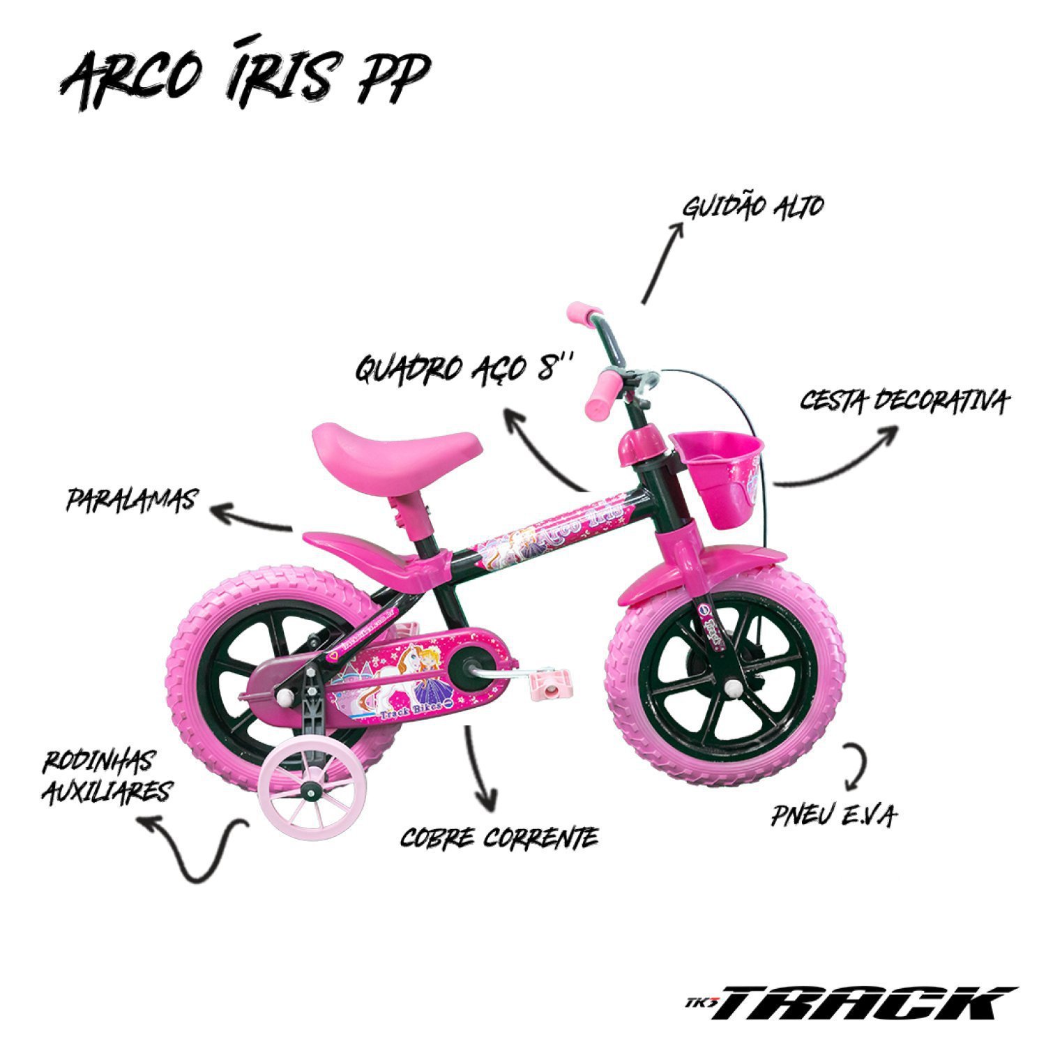 Bicicleta Infantil Arco Íris A12 TK3 Track - 4