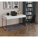 Ver imagem 1 de Mesa de Escritório Industrial Malta Branca 137x53cm Base Cobre com 1 Cadeira Preta Eames Eiffel Made