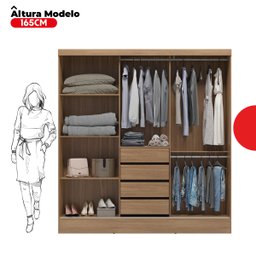 Guarda Roupa Casal 3 Portas 4 Gavetas Plata  - 4