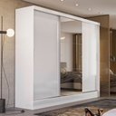 Ver imagem 1 de Guarda-Roupa Casal com Espelho 3 Portas de Correr e 4 Gavetas Plata Yescasa Branco