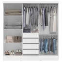 Ver imagem 2 de Guarda-Roupa Casal com Espelho 3 Portas de Correr e 4 Gavetas Plata Yescasa Branco