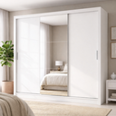 Ver imagem 1 de Guarda-Roupa Casal com Espelho 3 Portas de Correr e 4 Gavetas Plata Yescasa Branco