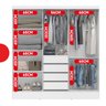 Guarda-Roupa Casal com Espelho 3 Portas de Correr e 4 Gavetas e Plata Branco - 11