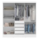 Ver imagem 4 de Guarda-Roupa Casal com Espelho 3 Portas de Correr e 4 Gavetas Plata Yescasa Branco