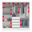 Ver imagem 5 de Guarda-Roupa Casal com Espelho 3 Portas de Correr e 4 Gavetas Plata Yescasa Branco