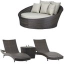 Ver imagem 1 de 2 Espreguiçadeiras Bona e Mesa Grécia com Chaise em Alumínio - Piscina, Jardim, Área - Trama Origina