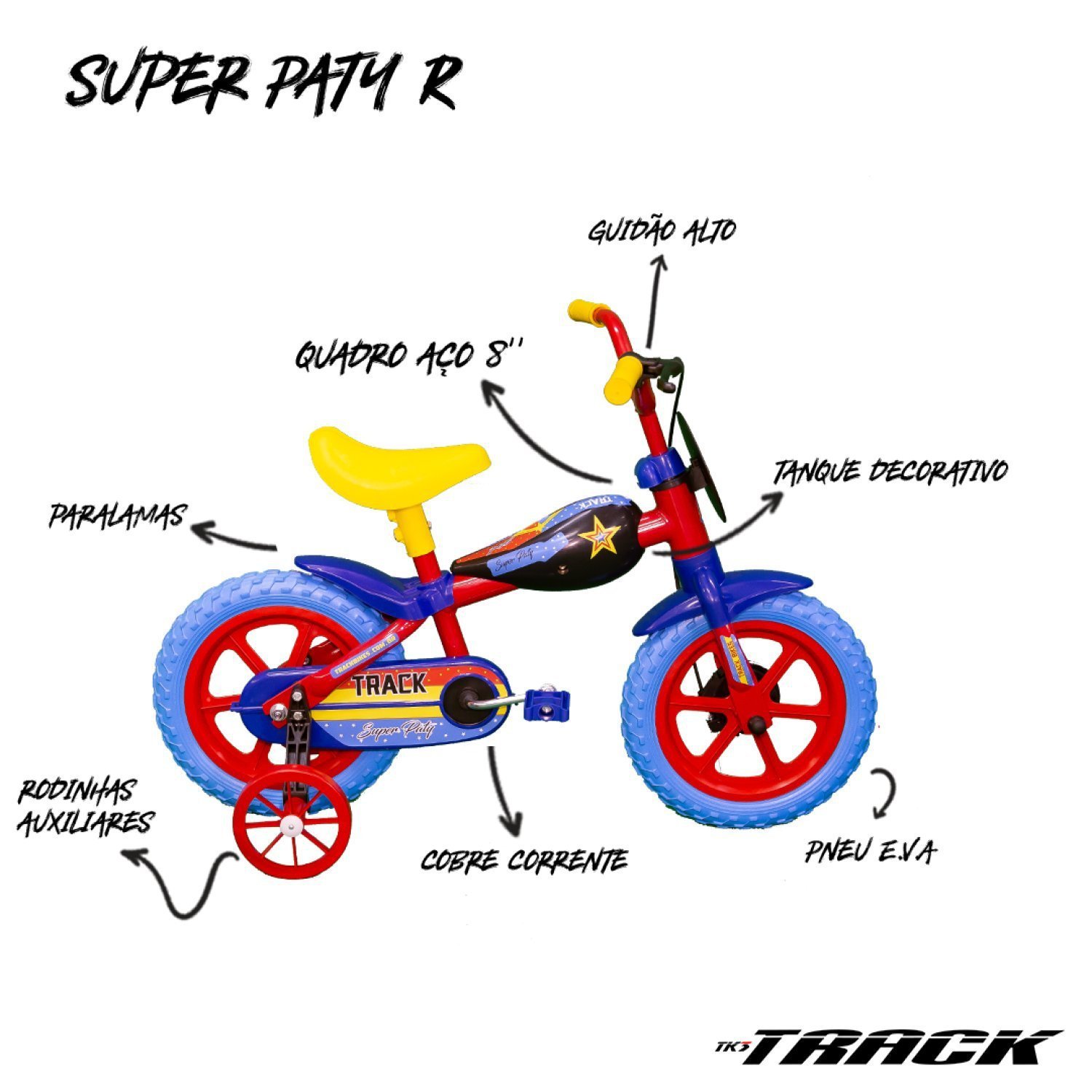 Bicicleta Infantil A12 Tracktor Super Paty com Tanaquinho TK3 Track - 6