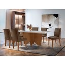 Ver imagem 1 de Sala de Jantar Mesa Evora 180 Mdf Vidro Canto Copo com 6 Cadeiras Grecia Rufato