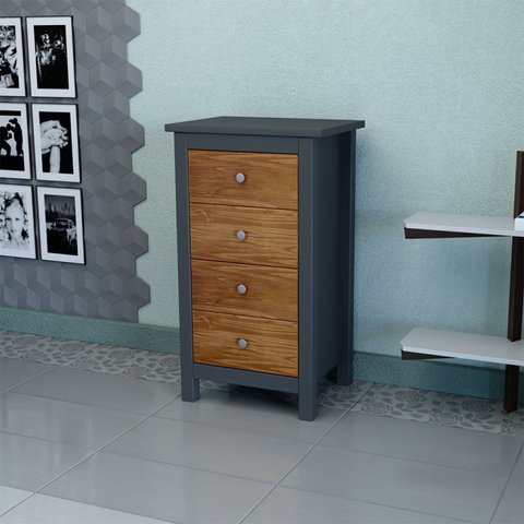 Mesa de Cabeceira 4 Gavetas Amélia Cinza