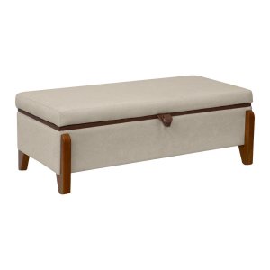 Baú Organizador Puff Bali 160 Cm Bouclé para Quarto e Sala:bege