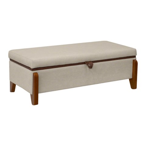 Baú Organizador Puff Bali 160 Cm Bouclé para Quarto e Sala:bege