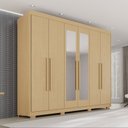 Ver imagem 1 de Guarda Roupa Casal com Pés e Espelho 6 Portas 6 Gavetas 100% MDF Itália Plus Marrom/Jequitiba