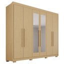 Ver imagem 3 de Guarda Roupa Casal com Pés e Espelho 6 Portas 6 Gavetas 100% MDF Itália Plus Marrom/Jequitiba