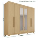 Ver imagem 4 de Guarda Roupa Casal com Pés e Espelho 6 Portas 6 Gavetas 100% MDF Itália Plus Marrom/Jequitiba