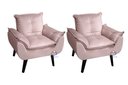 Ver imagem 1 de Kit 02 Poltrona Decorativa Opala Veludo Rosa Nude SMF Decor