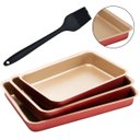 Ver imagem 7 de Jogo de Assadeiras Forma Retangular 03 Peças Antiaderentes + Pincel de Silicone Preto