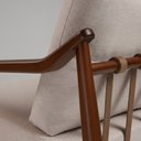 Ver imagem 4 de Poltrona Decorativa Estofada Bege para Sala de Estar Madeira Maciça Imbuia com Encosto Removível