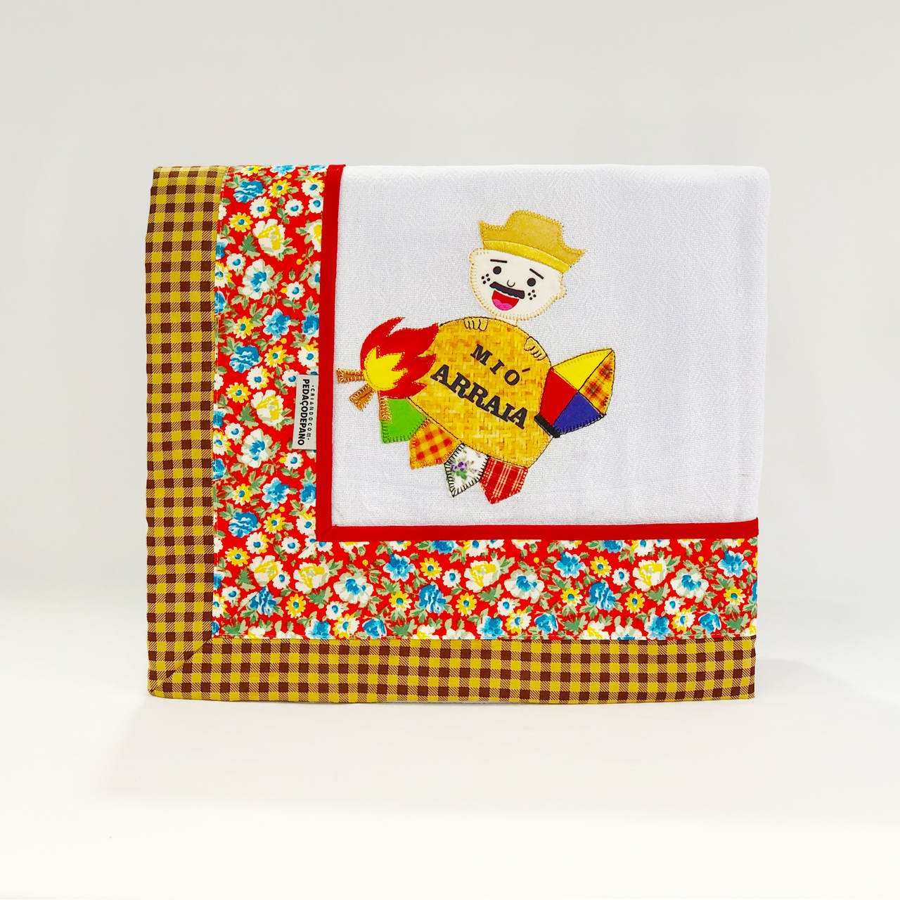 Kit com 2 peças - Toalha de chá e pano de prato bordado patchwork Linha Cozinha - Festa Junina - 2