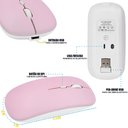 Ver imagem 4 de Teclado e Mouse sem Fio A6732 Slim Recarregável Rosa Alta Compatibilidade com Bluetooth Usb