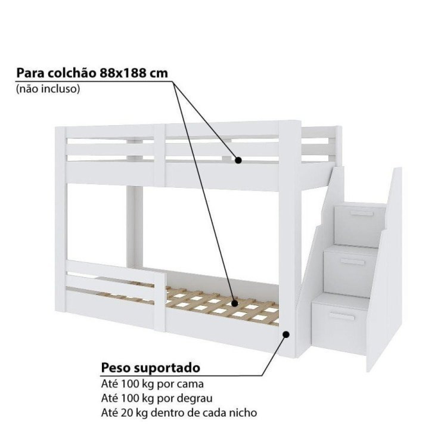 Beliche Montessoriano Star Plus com Grade e Escada Casatema - 6