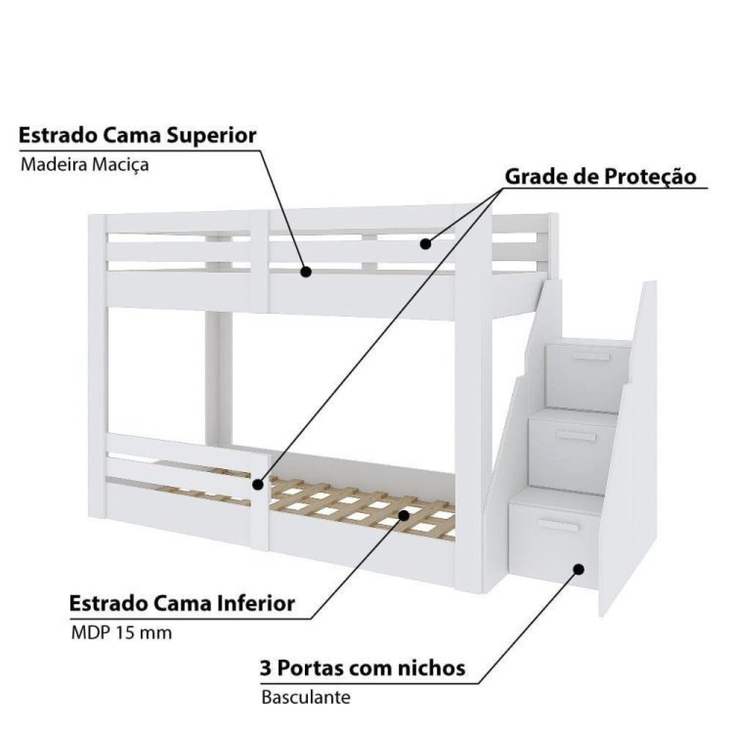 Beliche Montessoriano Star Plus com Grade e Escada Casatema - 7