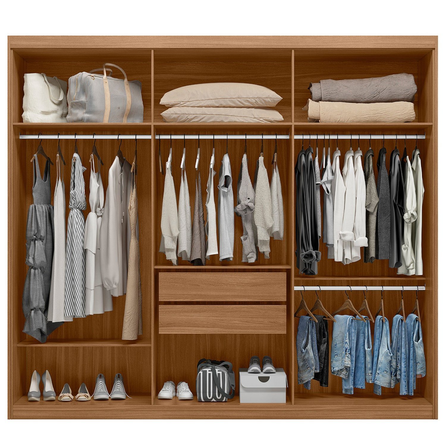 Guarda Roupa Casal 6 Portas 2 Gavetas 100% MDF London - 2