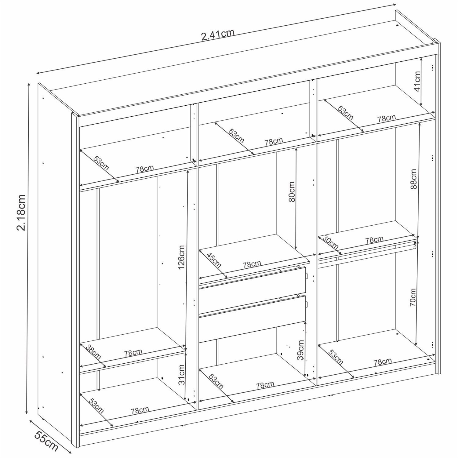 Guarda Roupa Casal 6 Portas 2 Gavetas 100% MDF London - 4