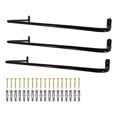 Kit com 3 Cabideiros Araras Fixas de Parede 1 Metro Aço Alta Qualidade Moderno Design Robusto