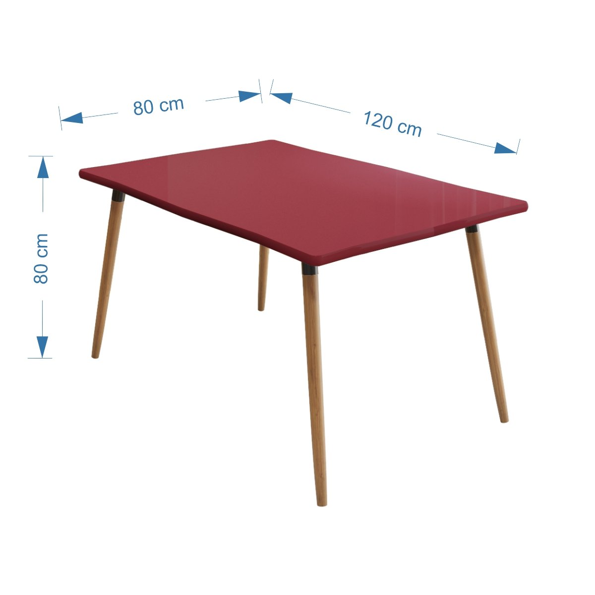 Conjunto com Mesa de Jantar Lótus 120cm e 6 Banquetas Pretas- Cor Jester Red - 2