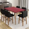 Conjunto com Mesa de Jantar Lótus 120cm e 6 Banquetas Pretas- Cor Jester Red - 1