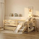 Ver imagem 1 de Bicama Solteiro Infantil Prime com Kit Escadinha e Escorrega Casatema MadeiraOriginals Marrom