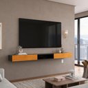 Ver imagem 1 de Rack Suspenso Denver 1,73m com 2 Gavetas e Nicho Yescasa Preto/Nature