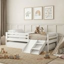 Ver mais imagens de Bicama Solteiro Infantil com Telhadinho e Grade em Madeira Maciça Prime Casatema MadeiraOriginals Branco