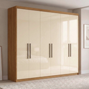 Ver imagem 1 de Guarda Roupa Casal 6 Portas 2 Gavetas 100% MDF London Amêndola/Off White
