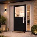 Ver imagem 2 de Porta de Giro Alumínio Preto Lambril c/Visor Quadrado Px 40cm Maxx - 210x60 - Esquerda
