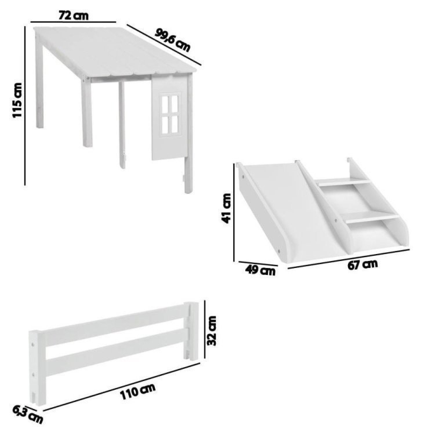 Bicama Solteiro Infantil Prime com Telhado II e Kit Escadinha Casatema - 6