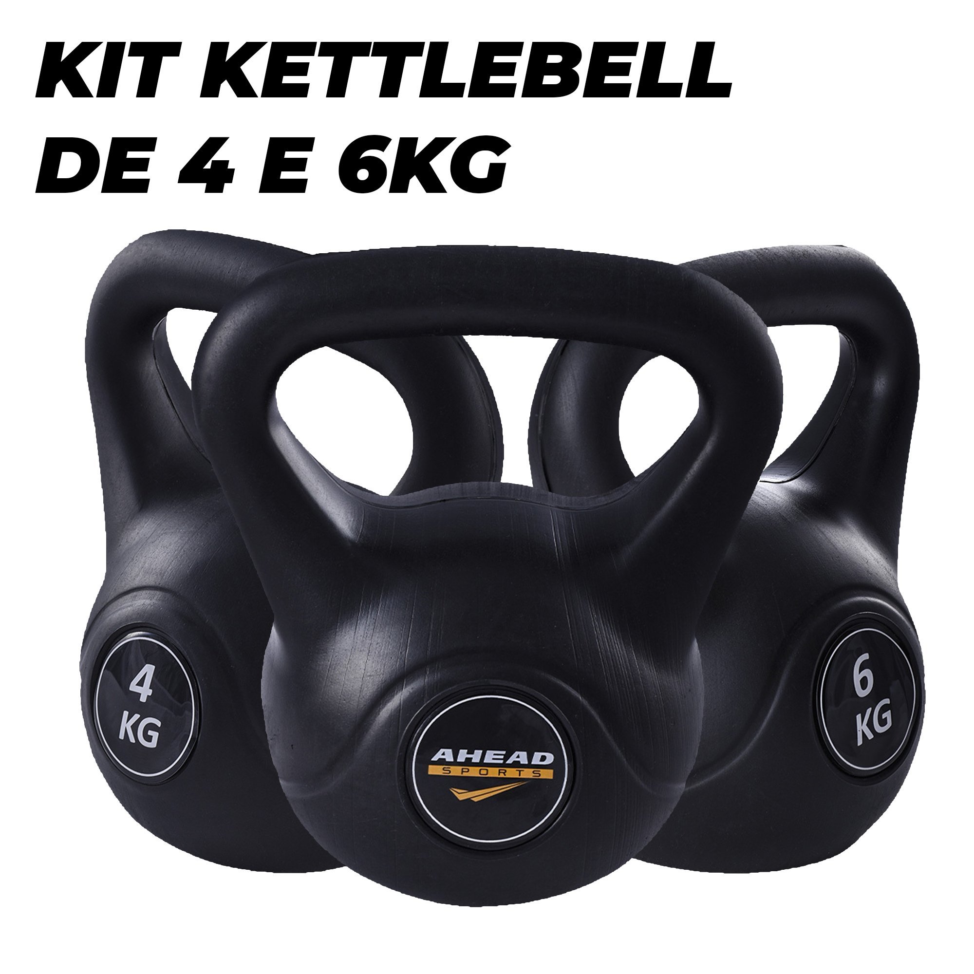 Kit 2 Pesos Kettlebell para Treino Funcional 4kg e 6kg - 5