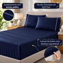 Ver imagem 2 de Jogo de Cama Lençol Quality King 3 Peças Micropercal 600 Fios Marinho Casa Show Enxovais