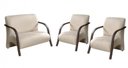 Ver imagem 1 de Conjunto Vênus 2 Poltronas de 1 Lugar e 1 de 2 Lugares Braço Madeira Dsalla Suede Bege