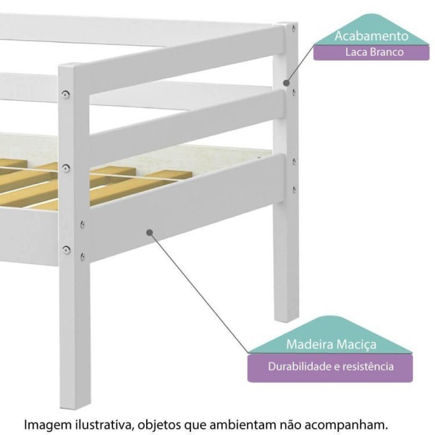 Bicama Solteiro Infantil Prime com Telhado VI e Grade de Proteção IV Casatema - 2