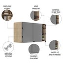 Ver imagem 3 de Armário de Cozinha Aéreo Califórnia 80cm e Nicho Garrafeiro 20cm Riad Castanho/cinza - Lumil Lumil M